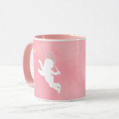 Pink Cupid Tennisspieler und Racket mit Text Tasse (Vorderseite Links)