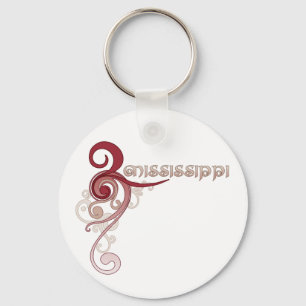 Pink Curly Swirl Mississippi Keychain Schlüsselanhänger