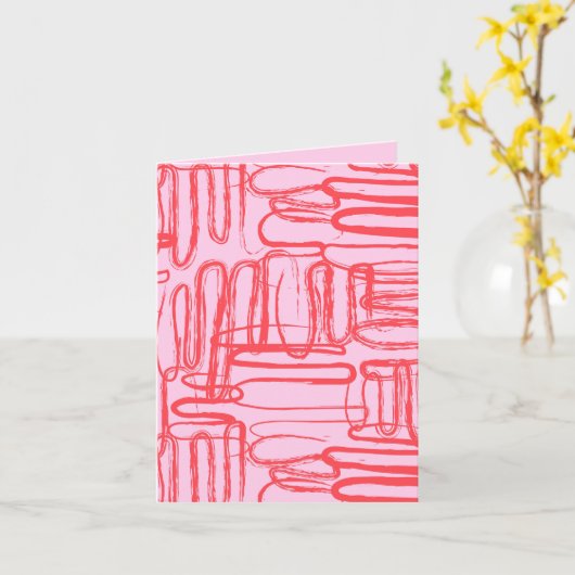 Pink Curve Wavy Squigggle Abstrakt Moderne Karte (Gelbe Blume)