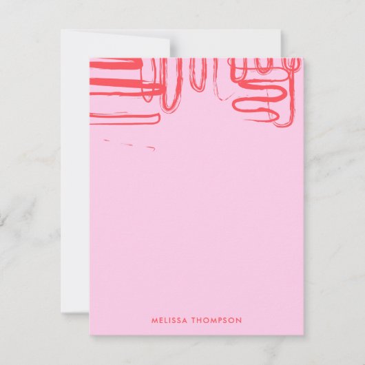 Pink Curve Wavy Squigggle Abstrakt Moderne Mitteilungskarte (Vorderseite)
