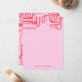 Pink Curve Wavy Squigggle Abstrakt Moderne Mitteilungskarte (Vorderseite/Rückseite Beispiel)