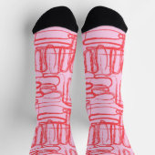 Pink Curve Wavy Squigggle Abstrakt Moderne Socken (Oben)