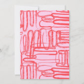 Pink Curve Wavy Squiggle Abstract Modern Dankeskarte (Rückseite)