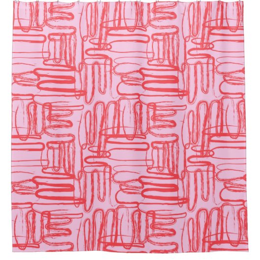 Pink Curve Wavy Squiggle Abstract Modern Duschvorhang (Vorderseite)