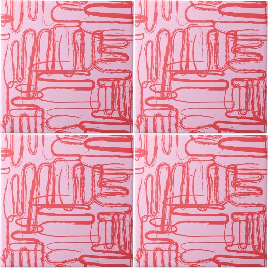 Pink Curve Wavy Squiggle Abstract Modern Fliese