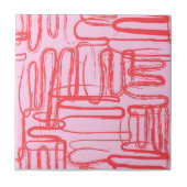 Pink Curve Wavy Squiggle Abstract Modern Fliese (Vorderseite)