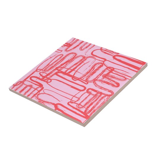 Pink Curve Wavy Squiggle Abstract Modern Fliese (Seite)