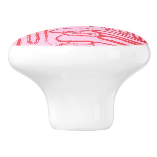 Pink Curve Wavy Squiggle Abstract Modern Keramikknauf (Seitenansicht)