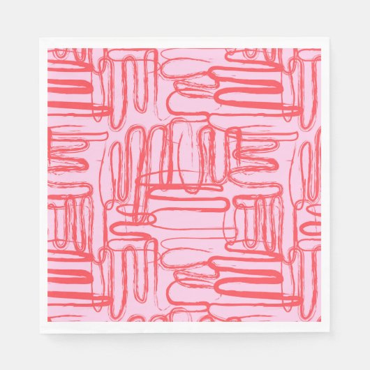 Pink Curve Wavy Squiggle Abstract Modern Serviette (Vorderseite)
