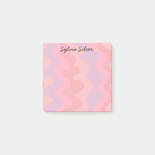 Pink Curves CUSTOM Chic Monogram Personalisiert Post-it Klebezettel (Vorderseite)