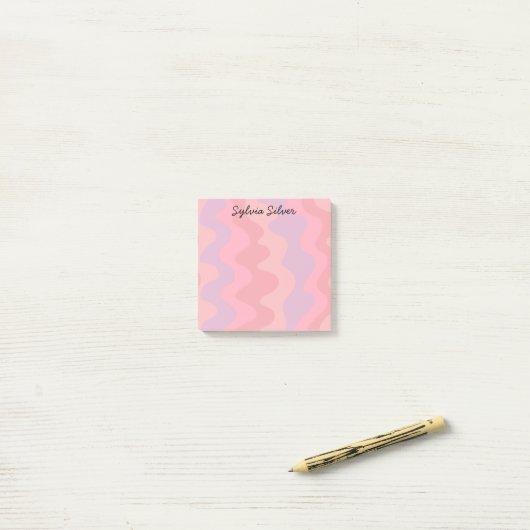 Pink Curves CUSTOM Chic Monogram Personalisiert Post-it Klebezettel (Auf Schreibtisch)