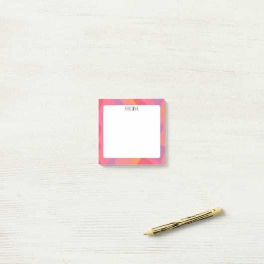 Pink Curves CUSTOM Chic Monogram Personalisiert Post-it Klebezettel (Auf Schreibtisch)