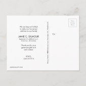 Pink Custom Baby Geburtsankündigung Vielen Dank Postkarte (Rückseite)