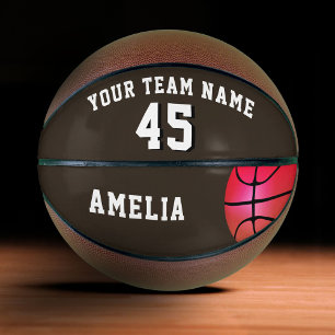 Pink Custom Basketball Basketball Team Name Number