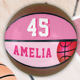 Pink Custom Basketball Girl Player's Name Number