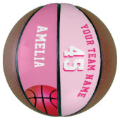 Pink Custom Basketball Girl Team Name Number (Vertikal)
