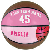 Pink Custom Basketball mit Team Name Number (Vorderseite)