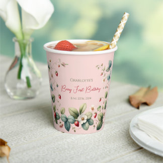 Pink Custom Berry Erster Geburtstag Pappbecher