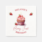 Pink Custom Berry First Birthday Cupcake Serviette (Vorderseite)