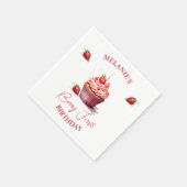 Pink Custom Berry First Birthday Cupcake Serviette (Ecke)
