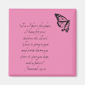 Pink Custom Bible Verse Butterfly Jeremiah 29:11 Magnet (Vorne)