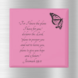 Pink Custom Bible Verse Butterfly Jeremiah 29:11 Magnet