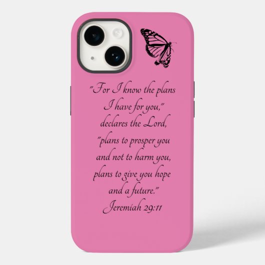 Pink Custom Bible Verse mit Schmetterling Case-Mate iPhone Hülle (Rückseite)
