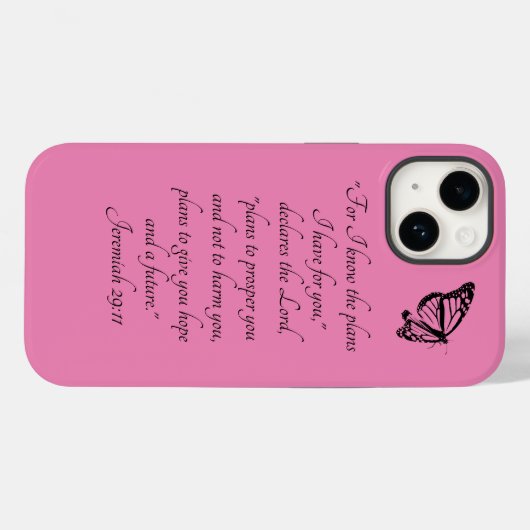 Pink Custom Bible Verse mit Schmetterling Case-Mate iPhone Hülle (Rückseite (Horizontal))