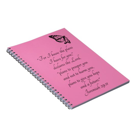 Pink Custom Bible Verse mit Schmetterling Jeremiah Notizblock (Rechte Seite)