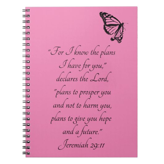 Pink Custom Bible Verse mit Schmetterling Jeremiah Notizblock (Vorderseite)