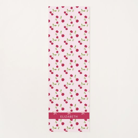 Pink Custom Cute Cherry Print Pattern Coquette  Yogamatte (Vorderseite)