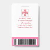 Pink Custom Employee Security Id, Logo, Bar Code Ausweis (Rückseite)