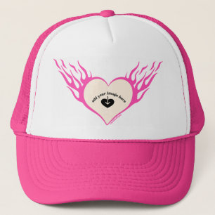 Pink Custom Flaming Herz Truckerkappe