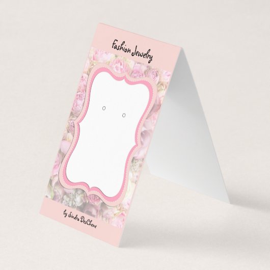 Pink Custom Floral Plaque Zehnfach Ohrring Cards Visitenkarten (Vorderseite)