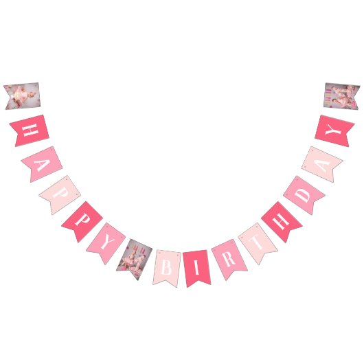 PINK Custom Foto Happy Birthday Banner (Alle)
