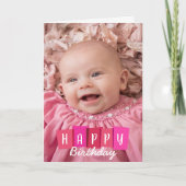 Pink Custom Foto Happy Geburtstag Gruß Karte (Vorderseite)