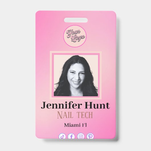 Pink Custom Foto stilvoll schlicht minimalistisch  Ausweis (Front)