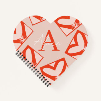 Pink Custom Girly Monogram Tropfen Heart Shaped Li Notizblock