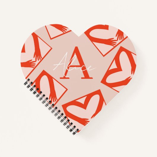 Pink Custom Girly Monogram Tropfen Heart Shaped Li Notizblock (Vorderseite)