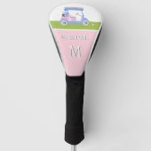 Pink Custom Golf Cart Clubs Monogram Name Headcover (Vorderseite)