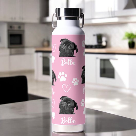 Pink Custom Liebe Paw Print Dog Lover Pet Foto Trinkflasche