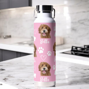 Pink Custom Liebe Paw Print Dog Lover Pet Foto Trinkflasche