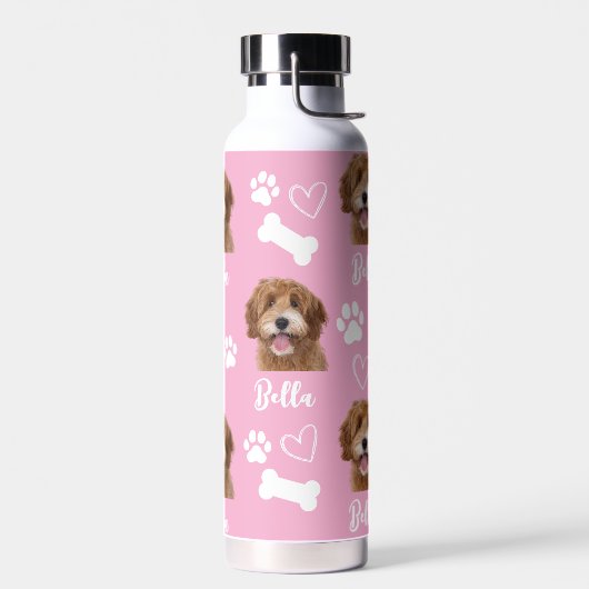 Pink Custom Liebe Paw Print Dog Lover Pet Foto Trinkflasche (Links)