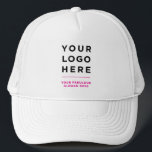 Pink Custom Logo and Text Branded Hat No Minimum Truckerkappe<br><div class="desc">Business Logo eyecatching red Printed Optional Text Promotional Baseball & Trucker Hat Express your unique company style with our customizable logo and text branded hats - no minimum order required. Whether you prefer vibrant hues or classic shades, we offer a wide range of color options for best matching with your...</div>