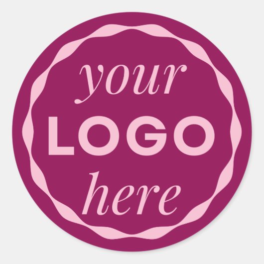 Pink Custom Minimalist Logo Circle Sticker (Vorderseite)