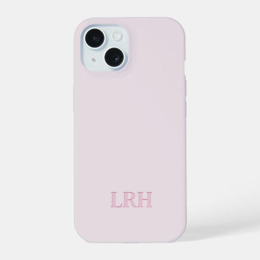 Pink Custom Monogram Modern Layered Initials iPhone 15 Hülle (Rückseite)