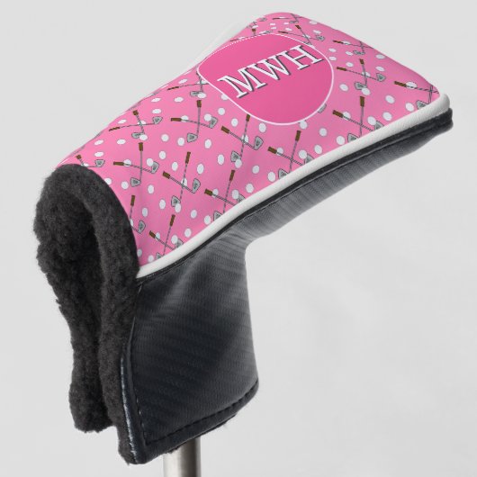Pink Custom Monogram Putter Head Cover Golf Headcover (3/4 Vorderseite)