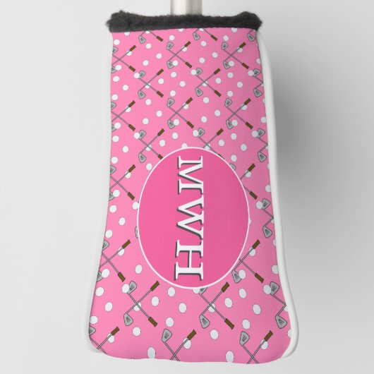 Pink Custom Monogram Putter Head Cover Golf Headcover (Rotieren 90)