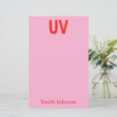 Pink Custom Monogram Stationery Note Card (Stehend Vorderseite)