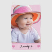 Pink Custom Name and Photo Personalized Golfhandtuch (Vorderseite)